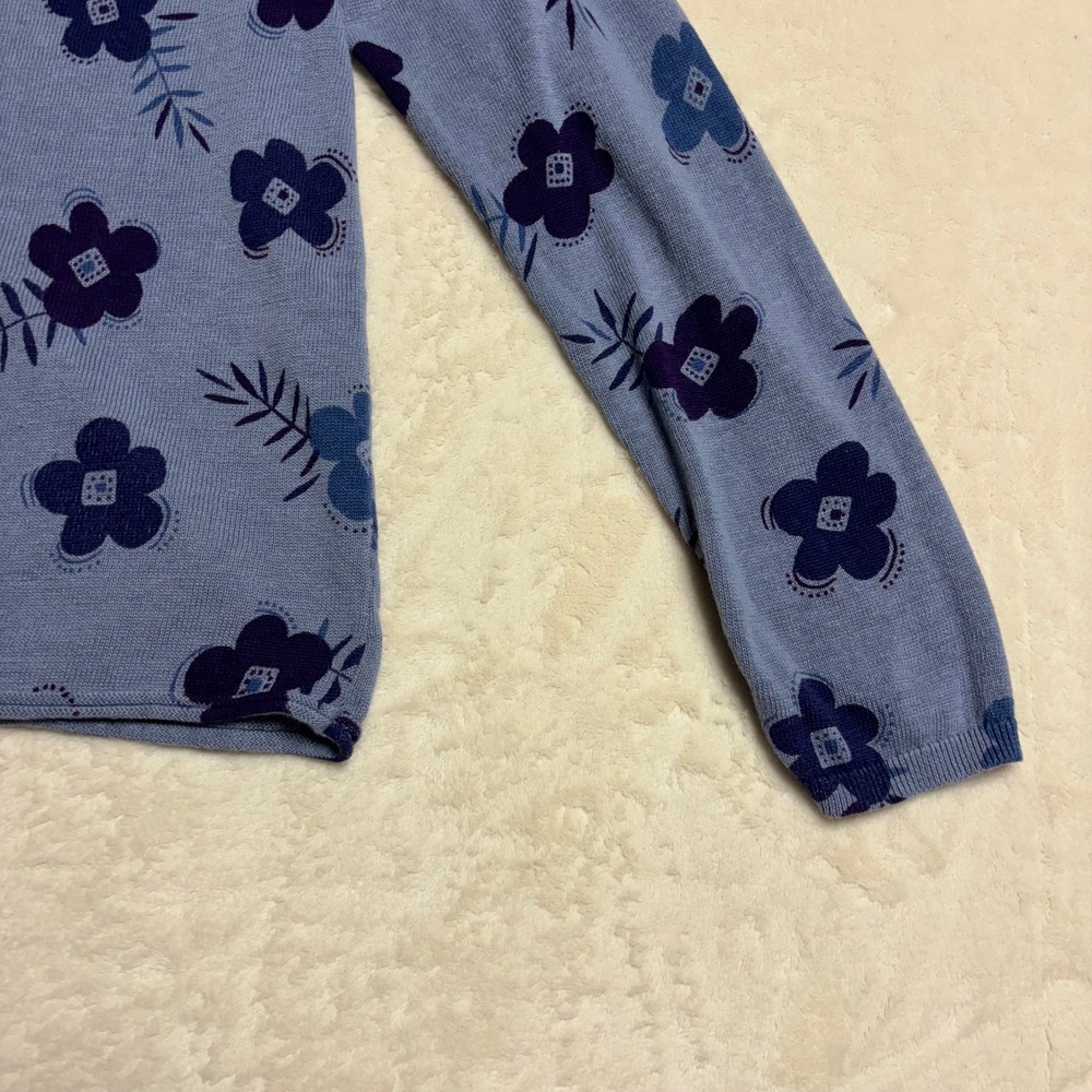 Gudrun Sjoden Floral Cardigan Sweater Size Small Blue Linen Cotton - Picture 7 of 12